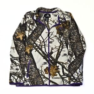 Mossy Oak Women's White & Purple Fleece Camo Full Zip Jacket